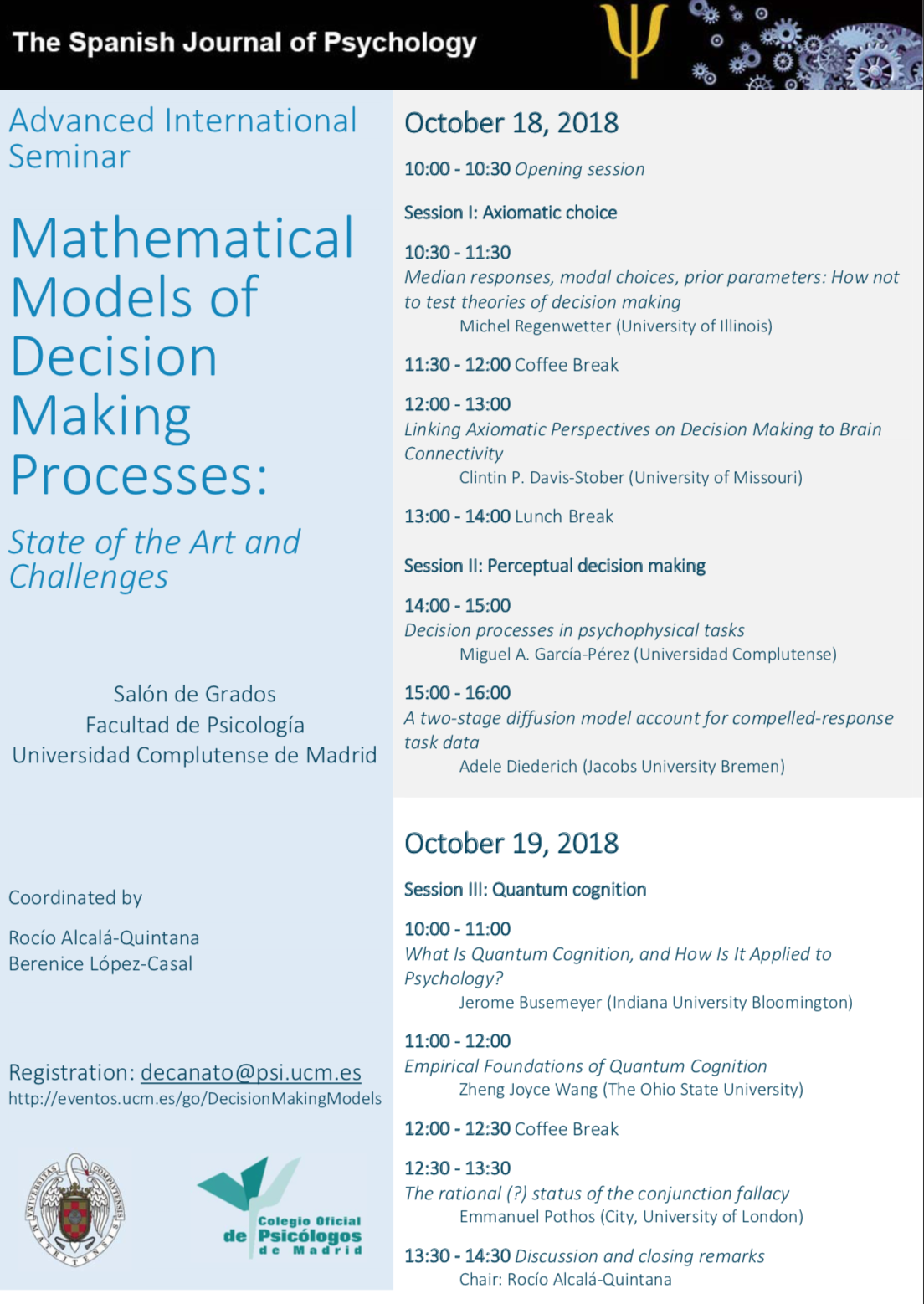 VII Advanced International Seminar Mathematical Models of Decisión Making Processes (18-19 octubre)