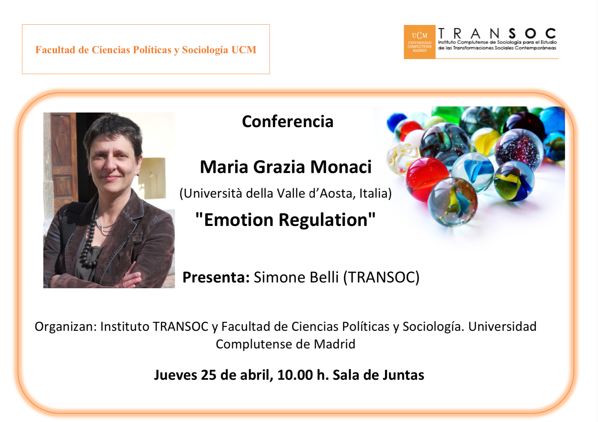 Conferencia Emotion Regulation, con Maria Grazia Monaci