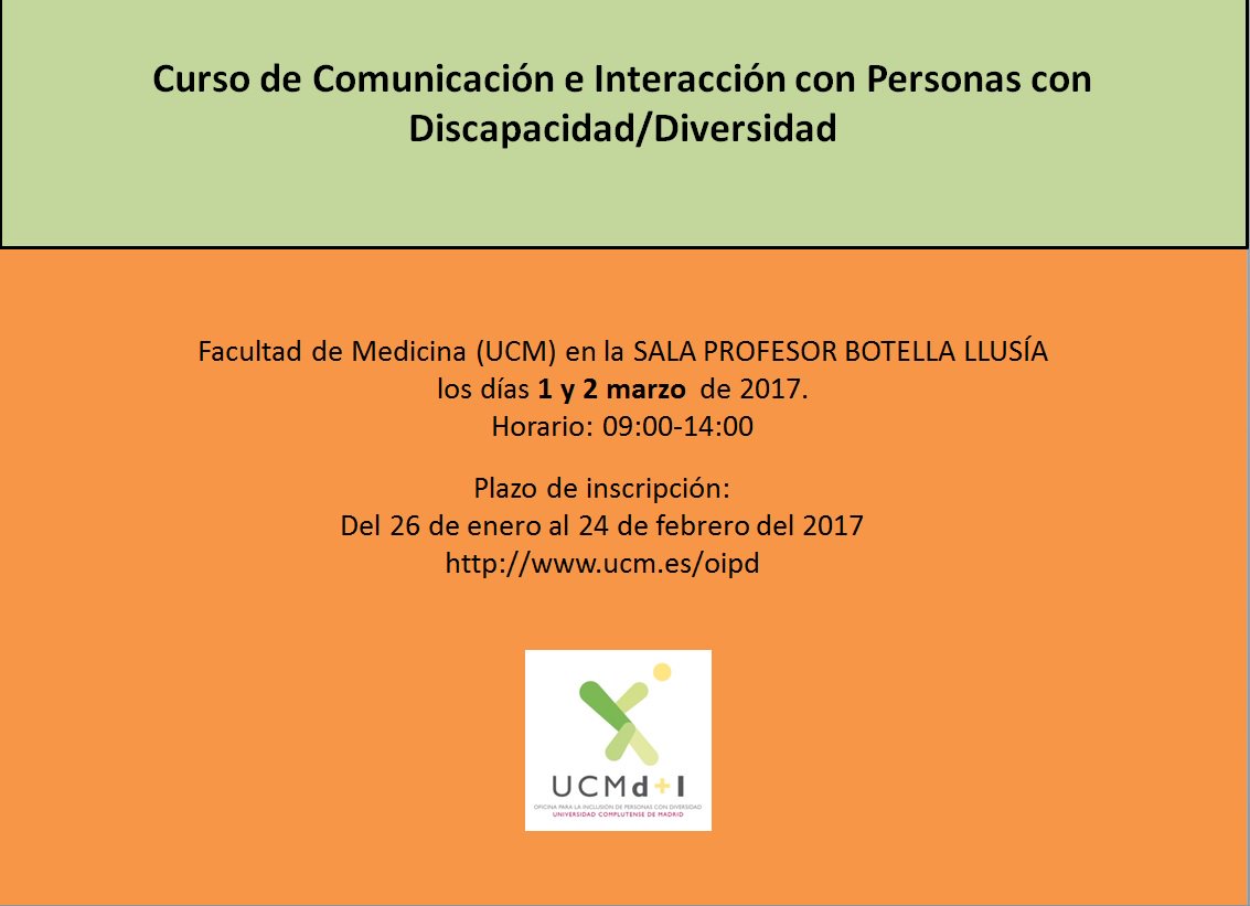 Curso de comunicación e interacción con Personas con Discapacidad/Diversidad en centros de la Universidad Complutense de Madrid