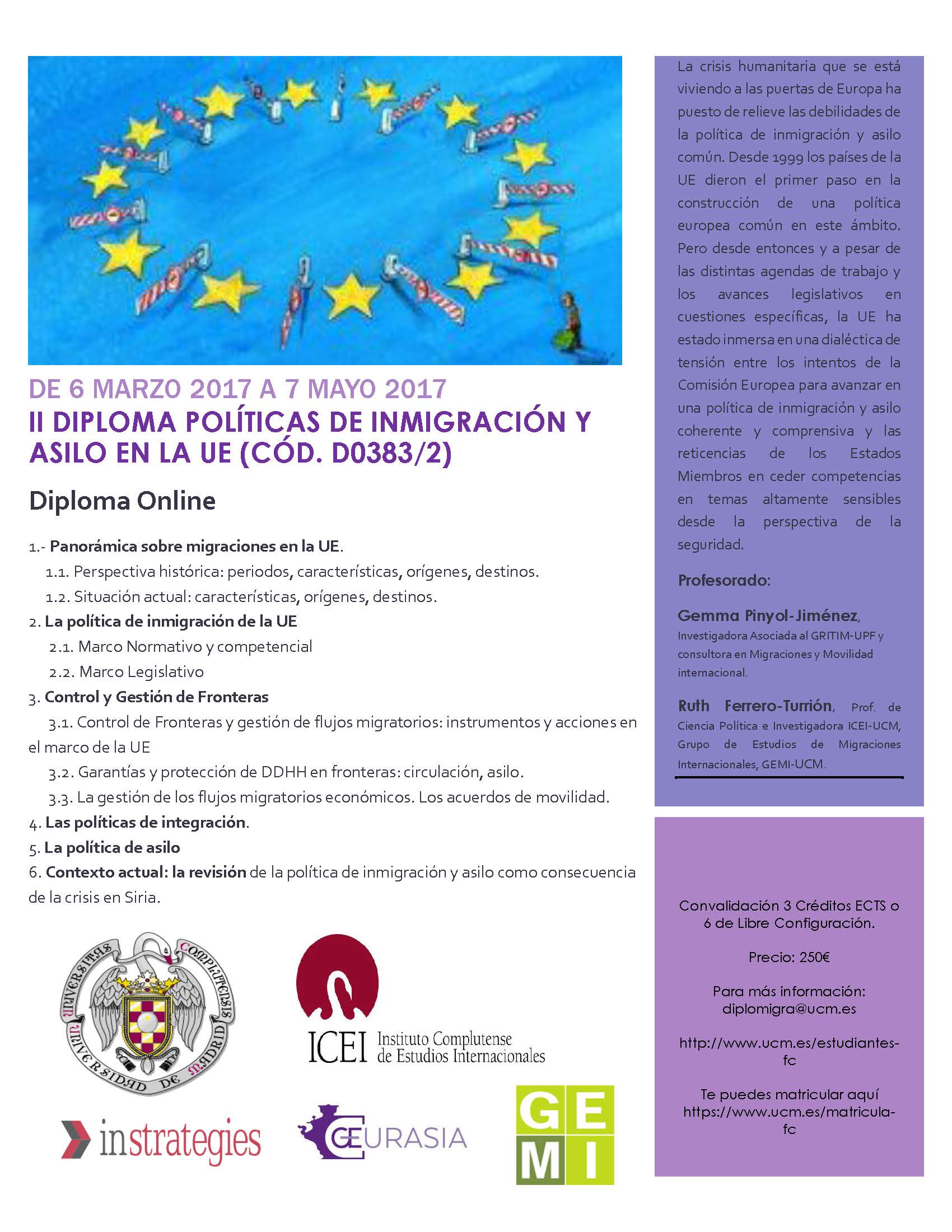 II DIPLOMA POLÍTICAS DE INMIGRACIÓN Y ASILO EN LA UE (CÓD. D0383/2)