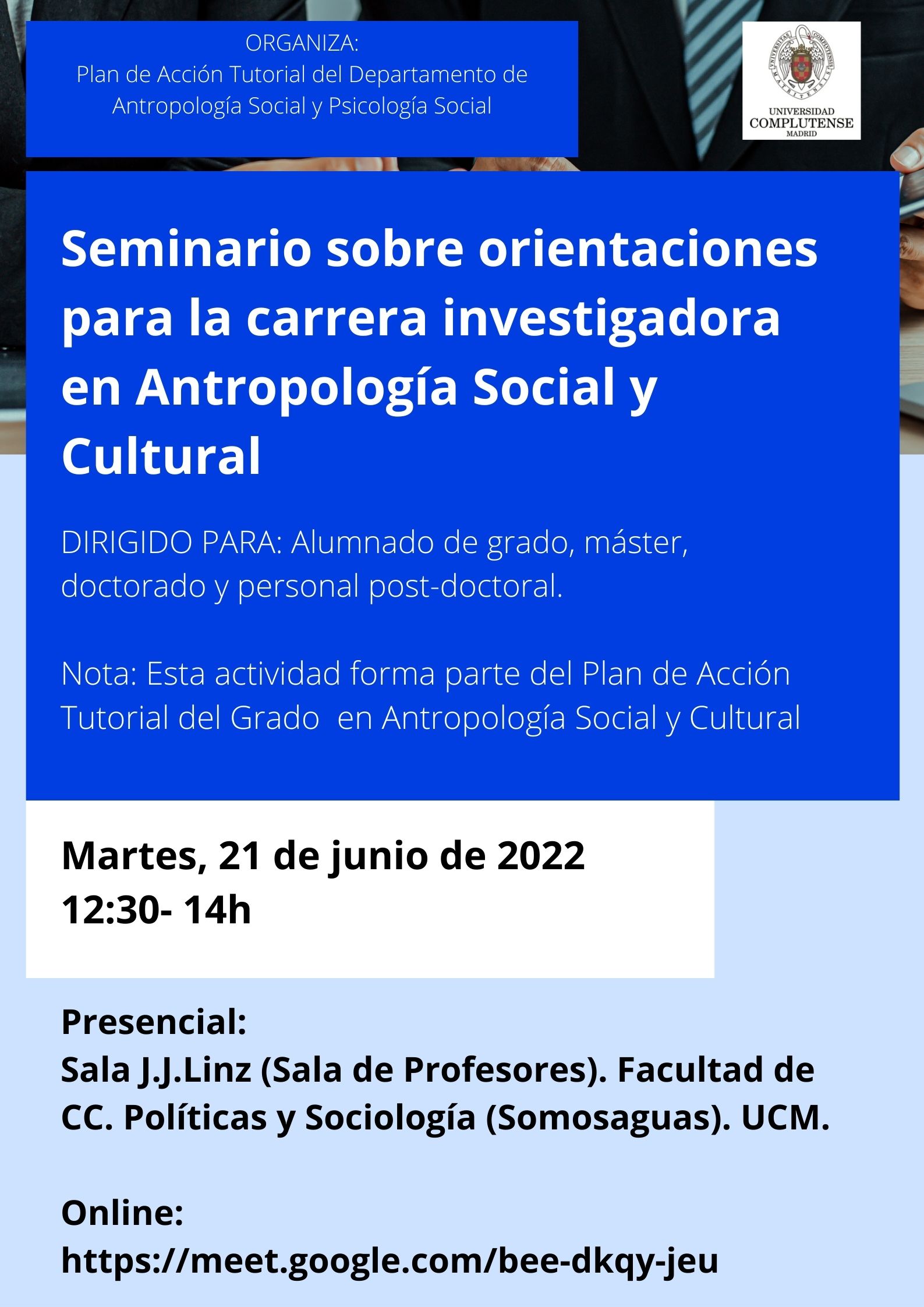 Seminario sobre orientaciones para la carrera investigadora en Antropología Social y Cultural 