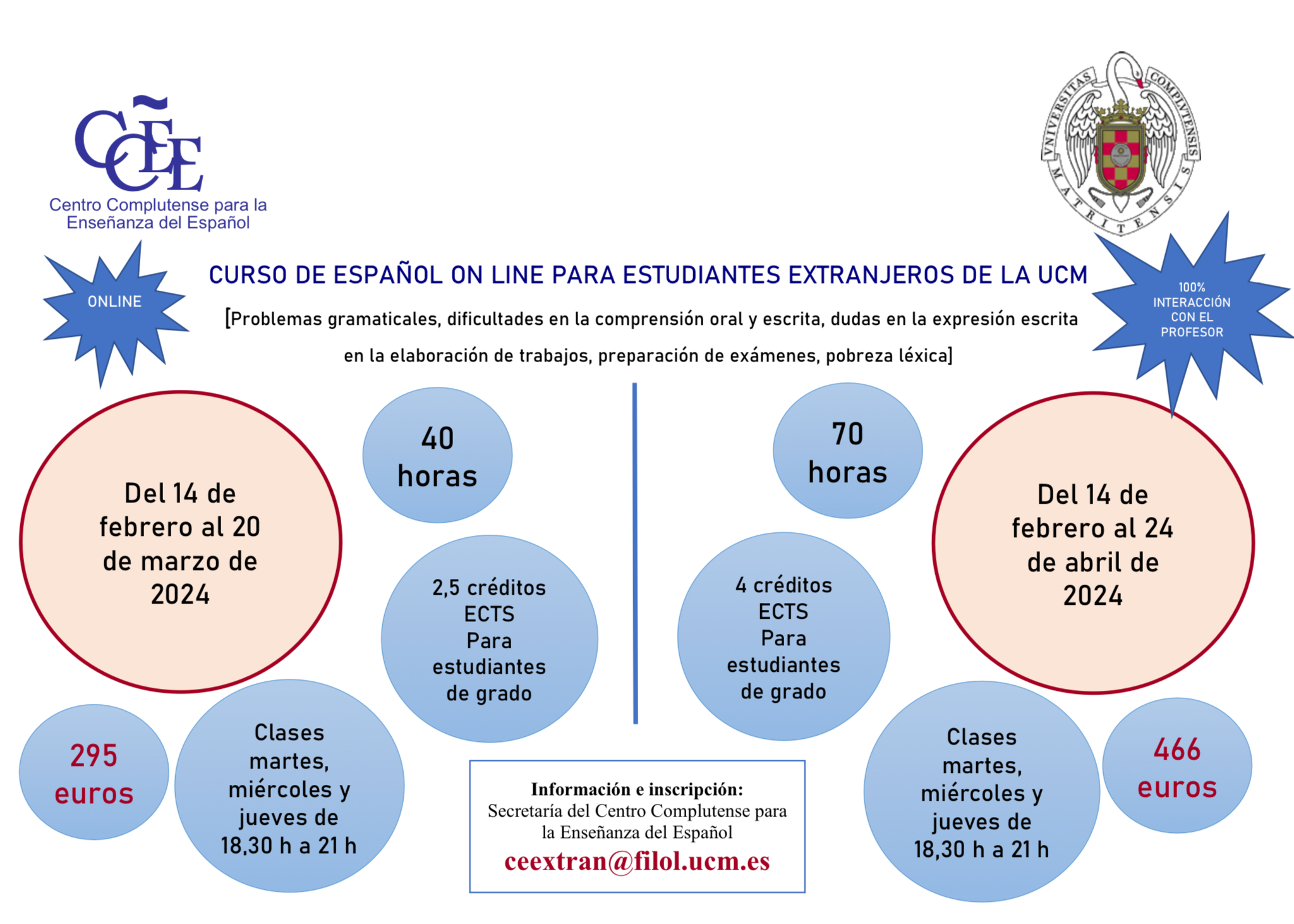 Curso Español para estudiantes extranjeros de la UCM