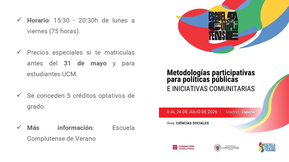 Curso sobre Metodologías participativas para políticas públicas e iniciativas comunitarias