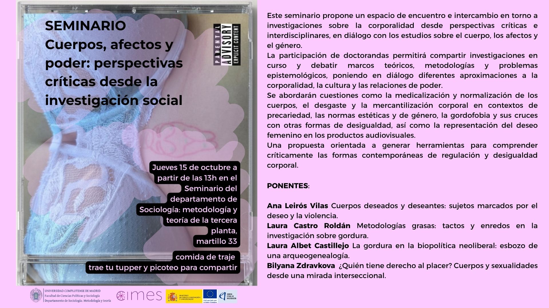 Seminario "Cuerpos, afectos y poder: perspectivas críticas desde la investigación social"